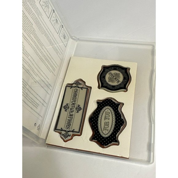 Pre-Used Stampin’ Up! Sale-A-Bration “Layered Labels” Set of 3 Cling Stamp Set - Picture 4 of 5